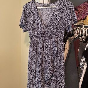 Shein Navy/Floral Wrap Dress